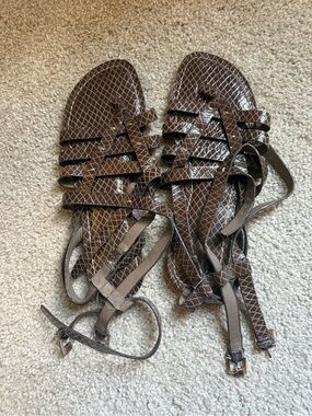 Banana Republic Brown Snake-Print Strappy Sandals